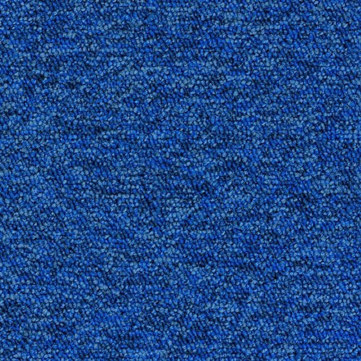 close up of a textured blue carpet with a mix of dark and bright blue fibers woven tightly together.